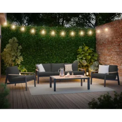 Salotto da giardino Branford in allu con cuscini antracite/beige 4 posti