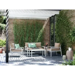 Salotto da giardino caffè Noralee in acciaio 4 posti