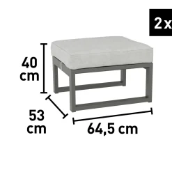Salotto da giardino Carleton Set lounge in alluminio 5 pz 2 posti