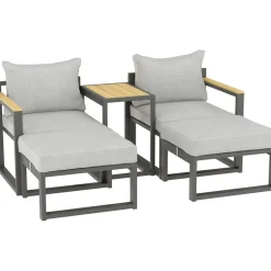 Salotto da giardino Carleton Set lounge in alluminio 5 pz 2 posti