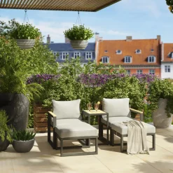 Salotto da giardino Carleton Set lounge in alluminio 5 pz 2 posti