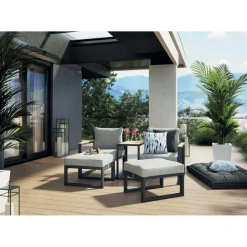Salotto da giardino Carleton Set lounge in alluminio 5 pz 2 posti