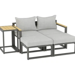 Salotto da giardino Carleton Set lounge in alluminio 5 pz 2 posti