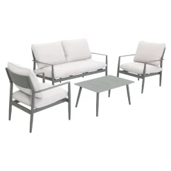Salotto da giardino Claremont in acc con cuscini poliestere beige 4 posti