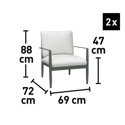 Salotto da giardino Claremont in acc con cuscini poliestere beige 4 posti