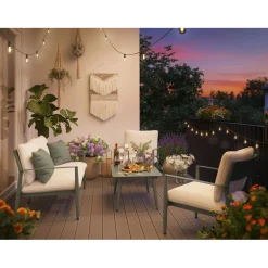 Salotto da giardino Claremont in acc con cuscini poliestere beige 4 posti
