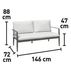 Salotto da giardino Claremont in acc con cuscini poliestere beige 4 posti