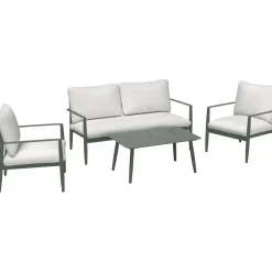 Salotto da giardino Claremont in acc con cuscini poliestere beige 4 posti