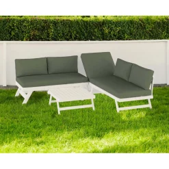 Salotto da giardino Coalmont in acciaio bianco 4 posti