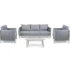 Salotto da giardino Colton con cuscini grigio in alluminio bianco 5 posti