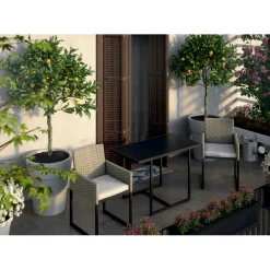 Salotto da giardino Edgemont in acciaio e rattan grigio chiaro 2 posti