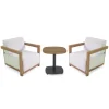 Salotto da giardino Frederik alluminio effetto legno con cuscini bianco 2 posti