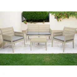 Salotto da giardino Grand Soleil color juta con cuscini beige 4 posti