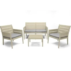 Salotto da giardino Grand Soleil color juta con cuscini beige 4 posti
