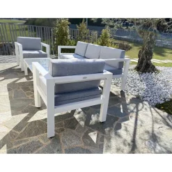 Salotto da giardino Hibiscus in alluminio bianco 5 posti