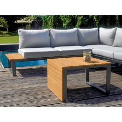 Salotto da giardino in alluminio antracite cuscini in poliestere grigio 6 posti