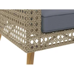 Salotto da giardino in rattan e legno grigio 5 posti
