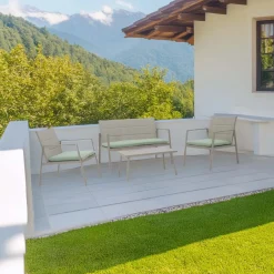 Salotto da giardino Jamapa in acciaio grigio chiaro 4 posti