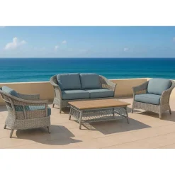 Salotto da giardino Jefferson in alluminio rattan grigio 2 posti