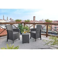 Salotto da giardino Lido Terrace in rattan grafite 2 posti