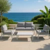 Salotto da giardino Manhattan in alluminio con cuscini grigio 2 posti