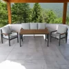 Salotto da giardino Maycroft in legno e alluminio antracite 5 posti