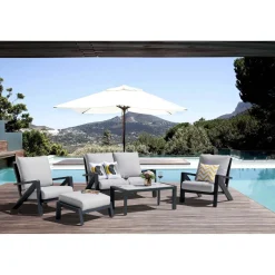 Salotto da giardino Miller in alluminio con cuscini antracite grigio 2 posti