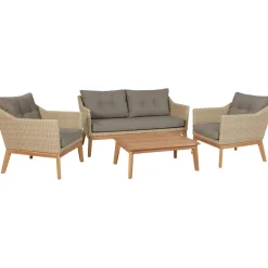 Salotto da giardino Nanaimo in vimini beige 4 posti