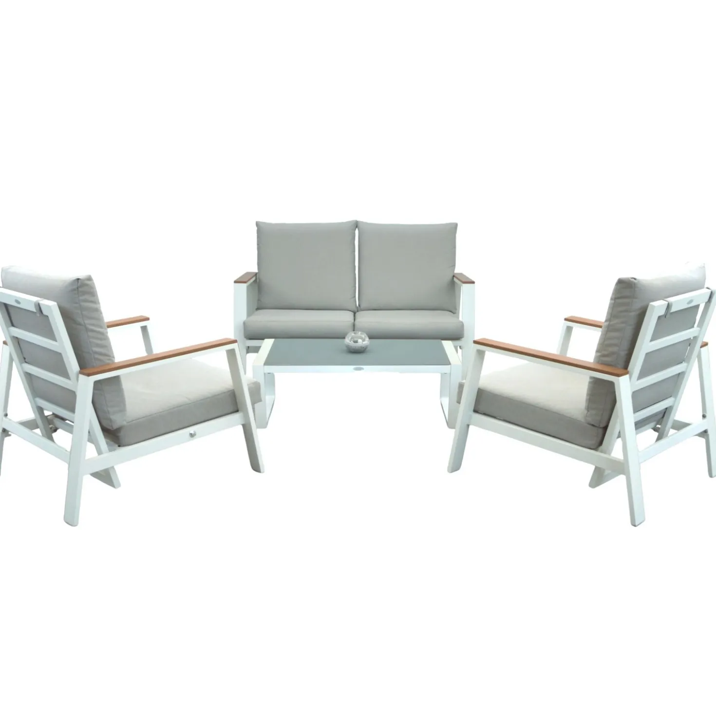 Salotto da giardino Ninfea in alluminio bianco/grigio 4 posti