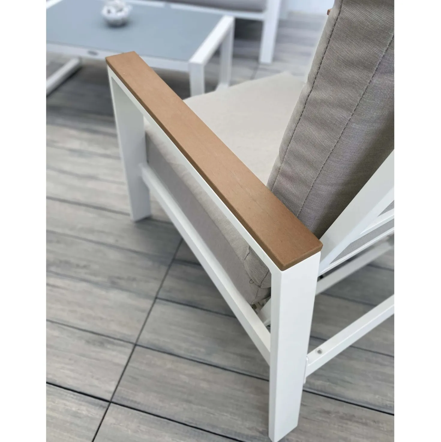 Salotto da giardino Ninfea in alluminio bianco/grigio 4 posti
