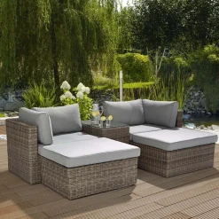 Salotto da giardino Olea in polyrattan sabbia 3 posti