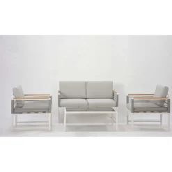 Salotto da giardino Papavero in alluminio bianco/grigio 4 posti