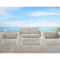 Salotto da giardino Papavero in alluminio bianco/grigio 4 posti