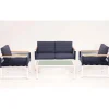 Salotto da giardino Papavero in alluminio bianco/blu 4 posti