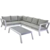 Salotto da giardino Riverton angolare in alluminio bianco 6 posti