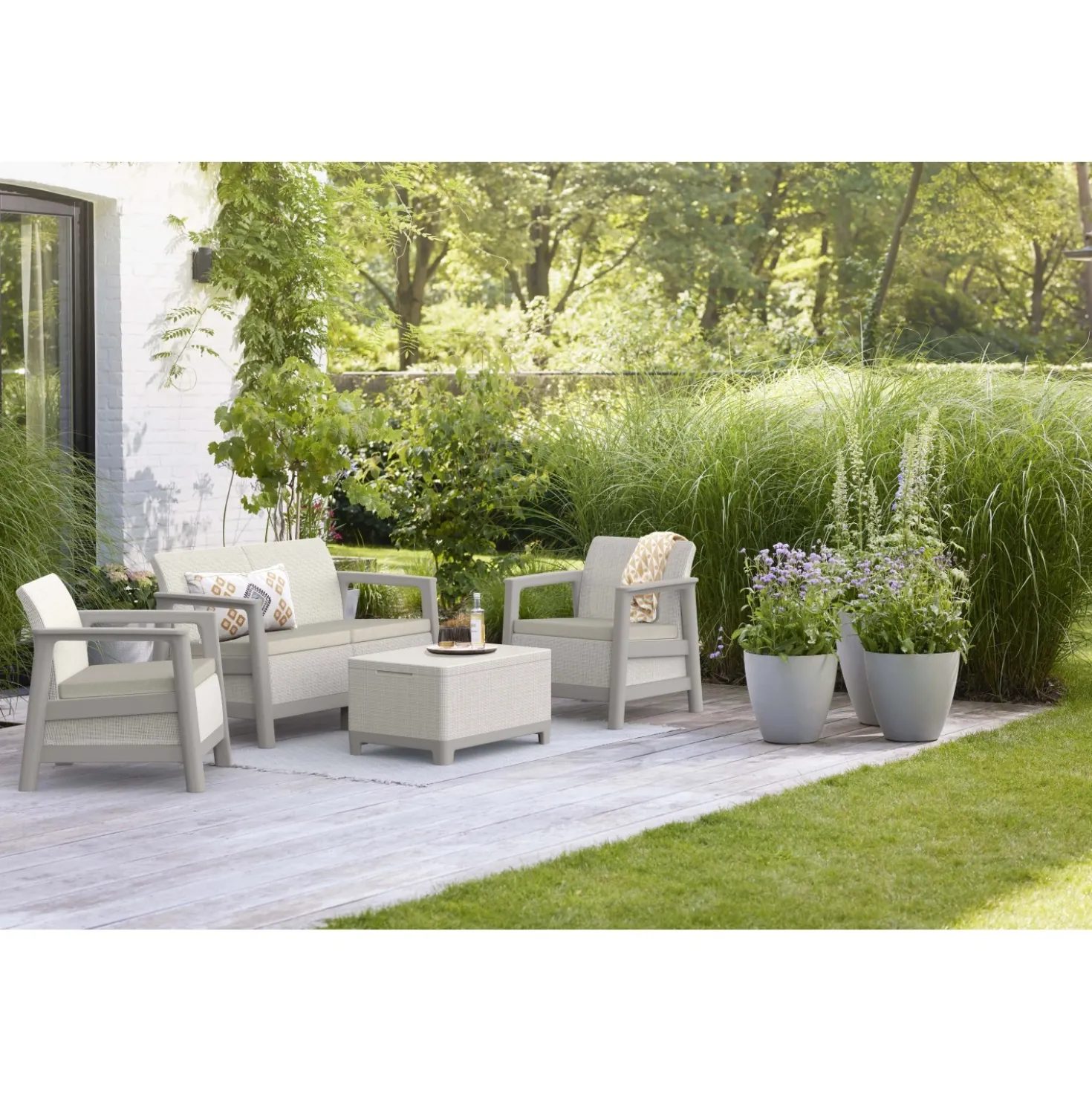 Salotto da giardino Scandi Linea in plastica beige 4 posti