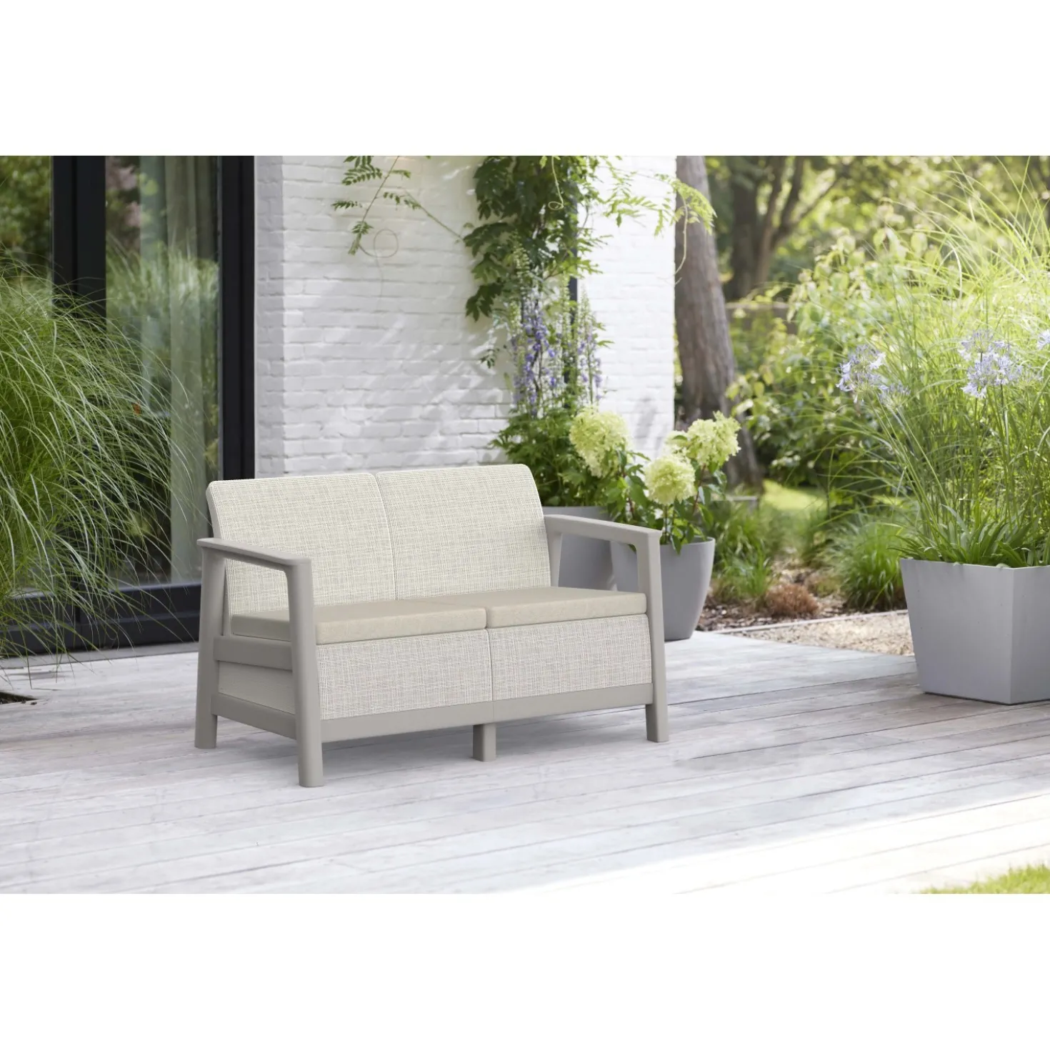 Salotto da giardino Scandi Linea in plastica beige 4 posti