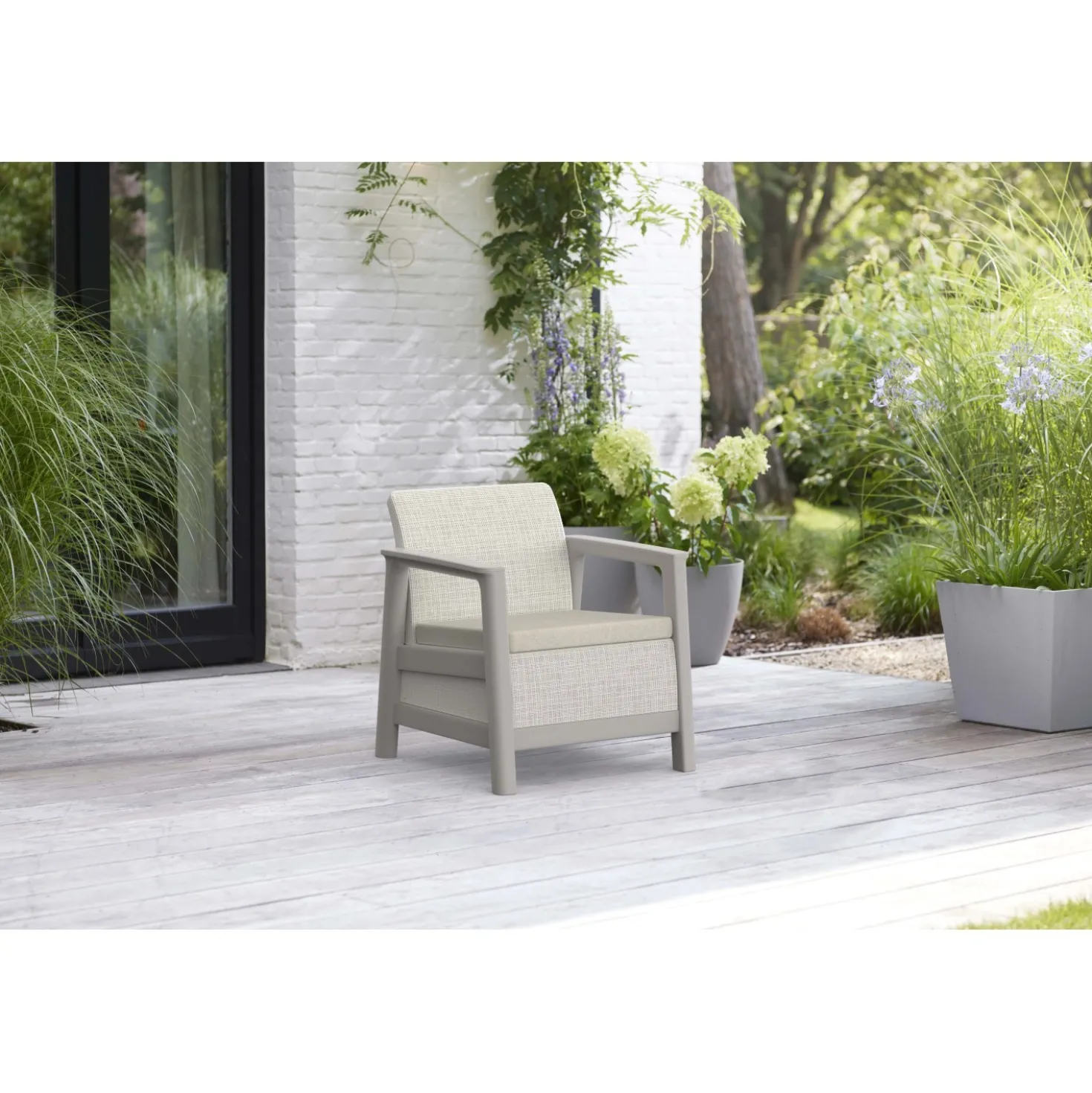 Salotto da giardino Scandi Linea in plastica beige 4 posti