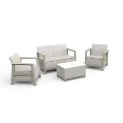 Salotto da giardino Scandi Linea in plastica beige 4 posti