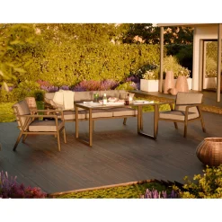 Salotto da giardino Tamworth in allum con cuscini poliestere grigio 4 posti