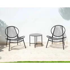 Salotto da giardino Tropea Balcony in ferro e polyrattan antracite 2 posti