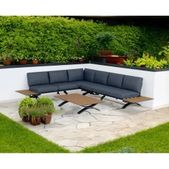 Salotto da giardino Weymouth in alluminio-polipropilene antracite 6 posti