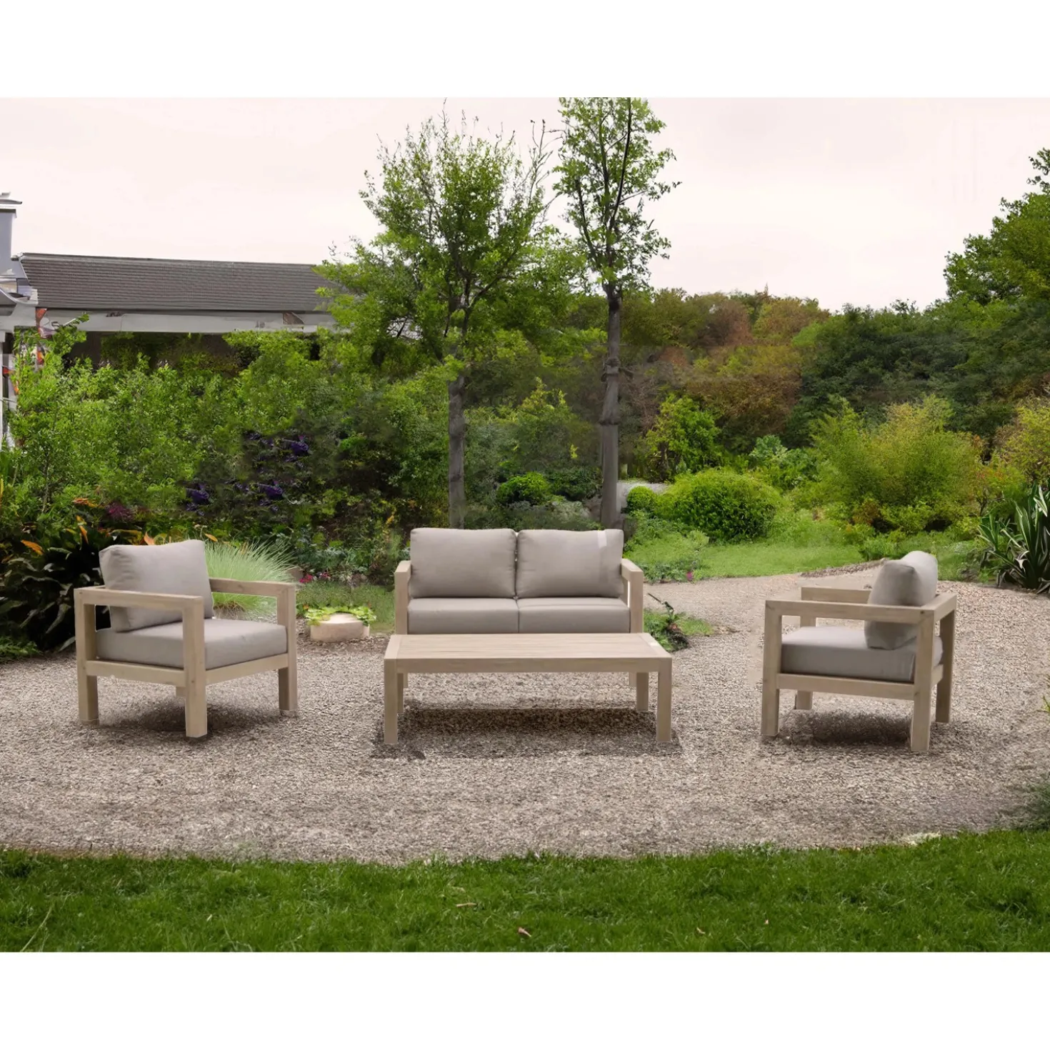 Salotto da giardino Woodbury in legno di acacia 4 posti