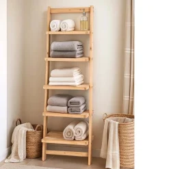 Scaffale a muro in legno di abete 5 ripiani 42x26x132 cm