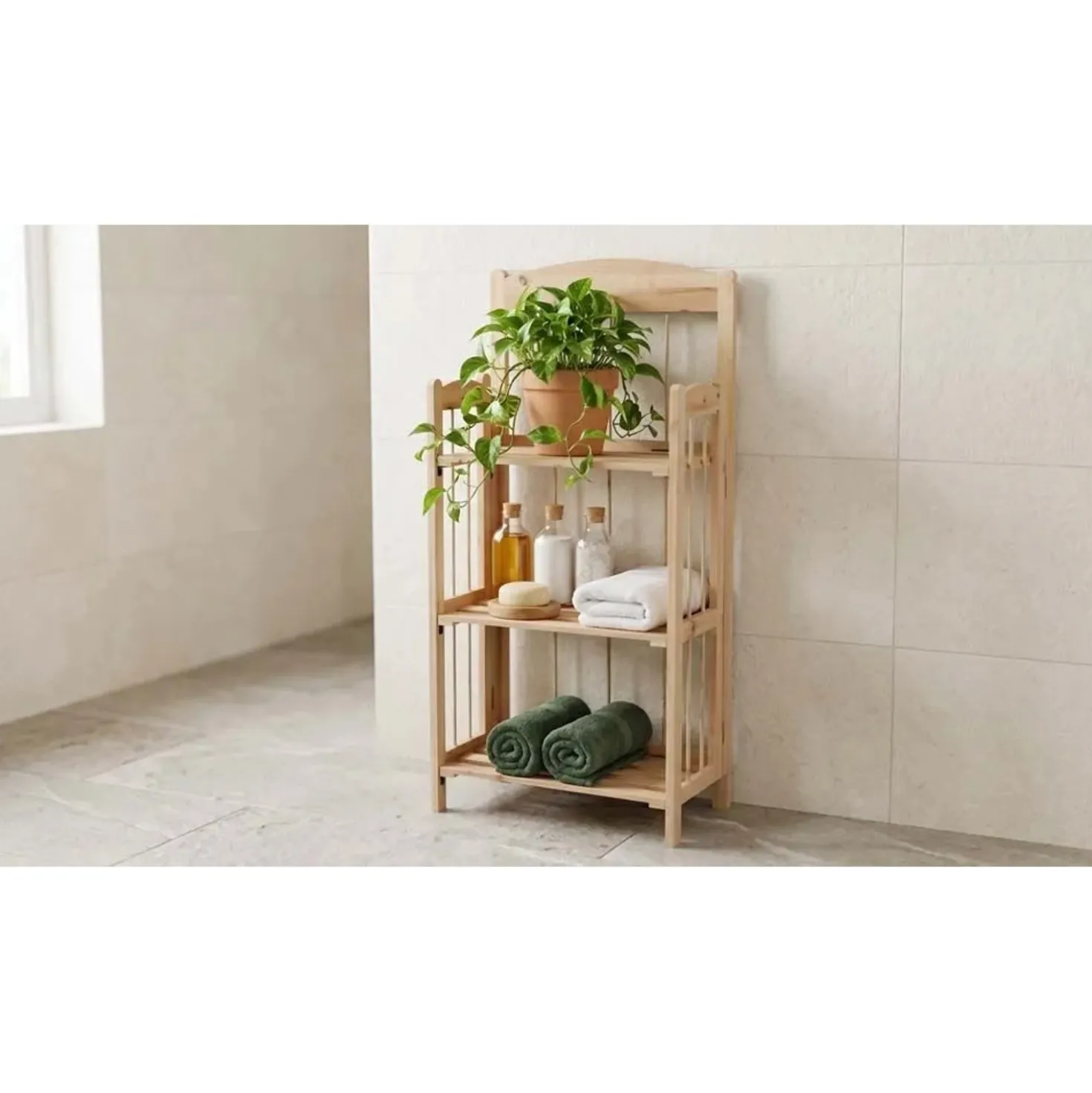 Scaffale in legno di abete 3 ripiani 44x23x92 cm