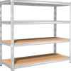 Scaffale in legno e metallo 4 ripiani 210x70x180 cm 450 kg/ripiano