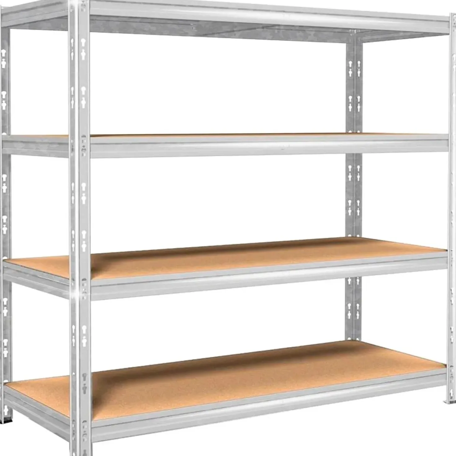 Scaffale in legno e metallo 4 ripiani 210x70x180 cm 450 kg/ripiano