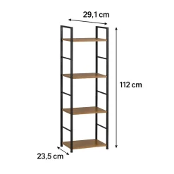 Scaffale in metallo e truciolare 4 ripiani 29x24x112 cm nero