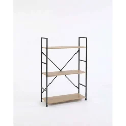 Scaffale in metallo e truciolare 3 ripiani 589x24x80 cm nero
