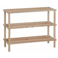 Scaffale portascarpe in legno di abete con 3 ripiani 63x26x49 cm